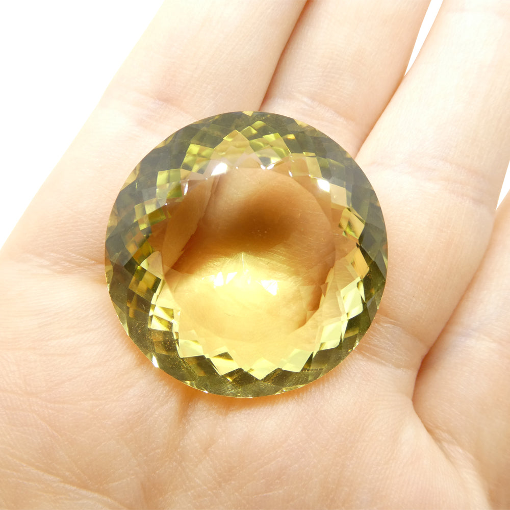 81.5ct Round Lemon Yellow Citrine from Brazil - Skyjems Wholesale Gemstones