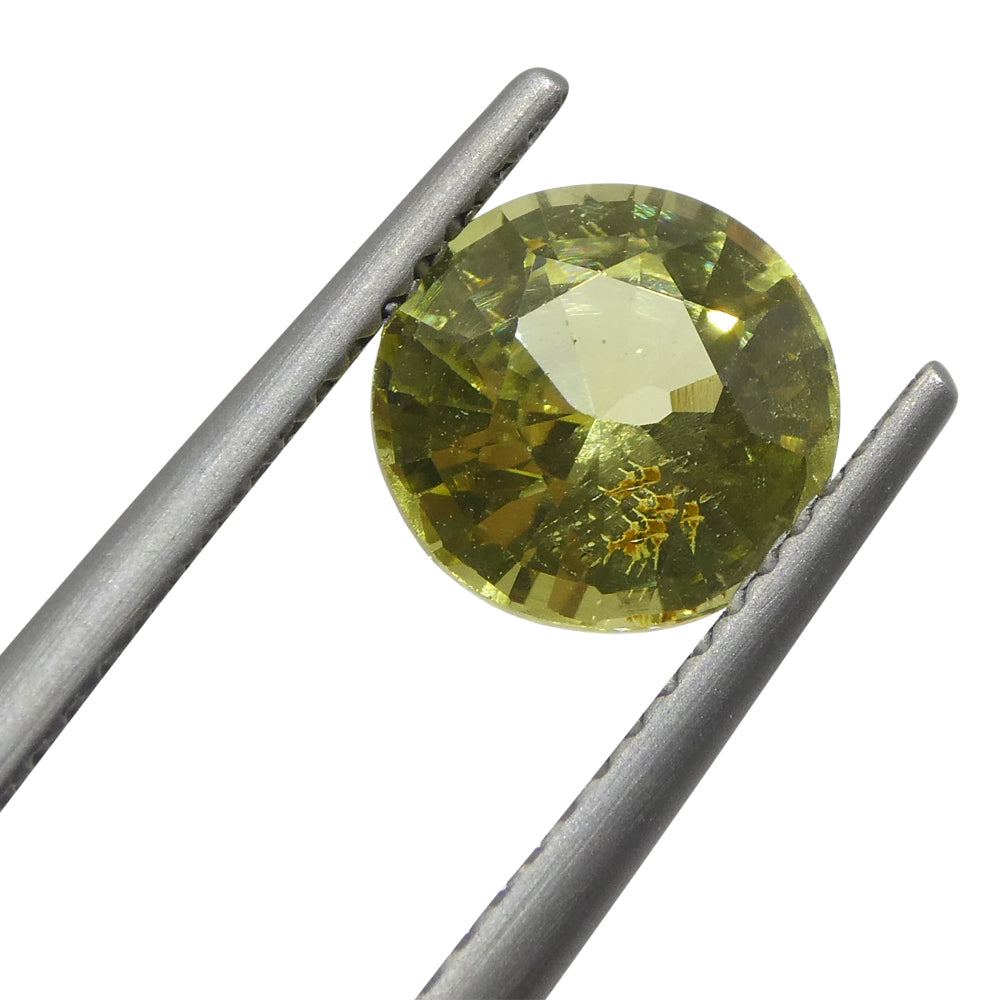 1.84ct Round Green-Yellow Chrysoberyl from Brazil - Skyjems Wholesale Gemstones