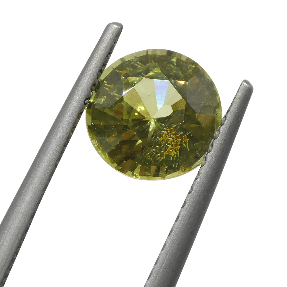 1.84ct Round Green-Yellow Chrysoberyl from Brazil - Skyjems Wholesale Gemstones