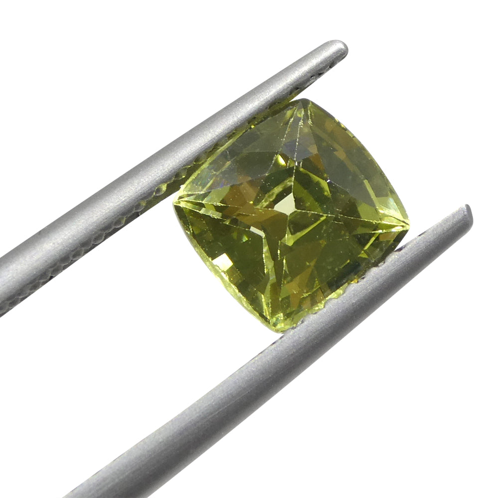 1.68ct Square Cushion Green-Yellow Chrysoberyl from Brazil - Skyjems Wholesale Gemstones