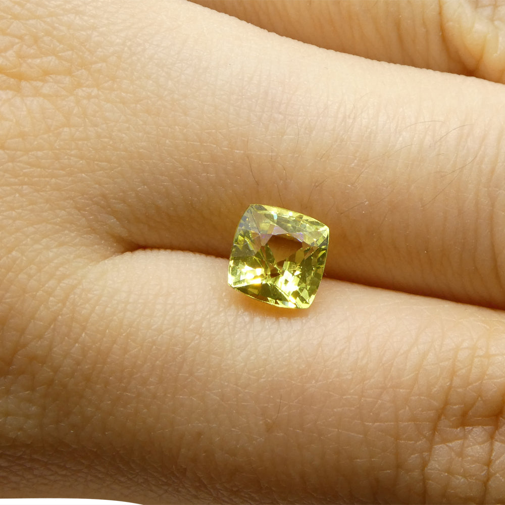 1.68ct Square Cushion Green-Yellow Chrysoberyl from Brazil - Skyjems Wholesale Gemstones