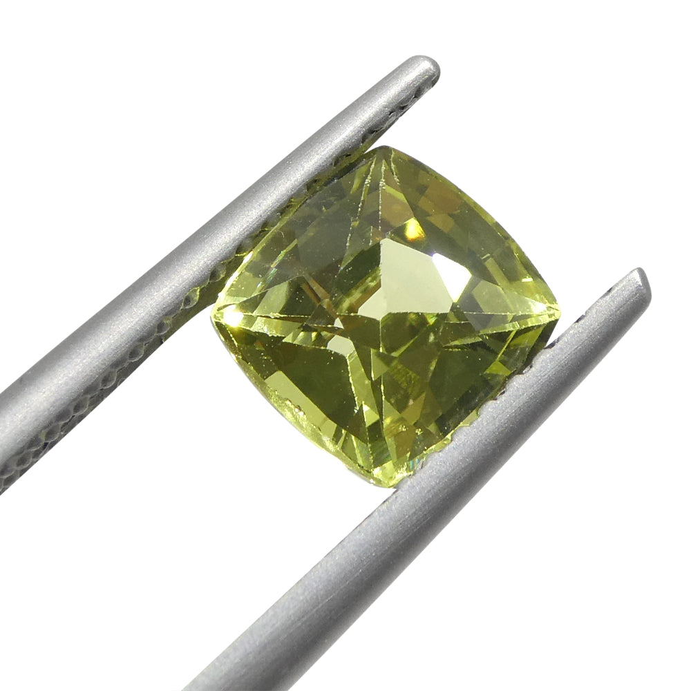 1.68ct Square Cushion Green-Yellow Chrysoberyl from Brazil - Skyjems Wholesale Gemstones