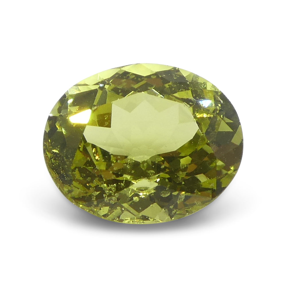 2.02ct Natural Green-Yellow Oval Chrysoberyl from Brazil, premium single gemstone by SkyJems Canadian gem experts