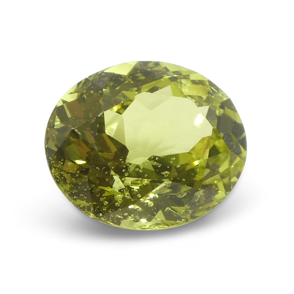 2.02ct Natural Green-Yellow Oval Chrysoberyl from Brazil, premium gemstone by SkyJems Canadian gem specialists