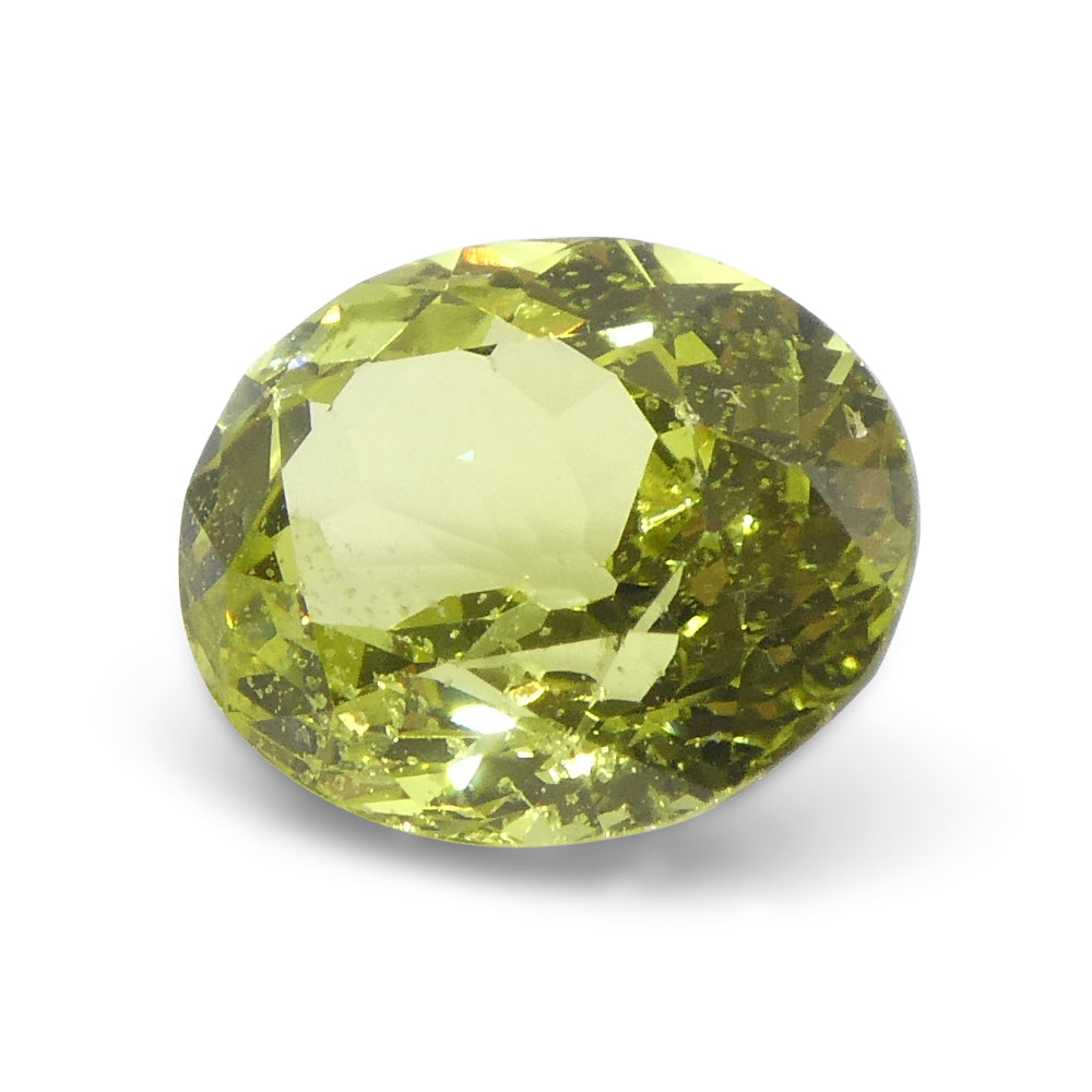 2.02ct Natural Green-Yellow Brazilian Chrysoberyl Oval Gemstone from SkyJems Canadian Gem Specialists