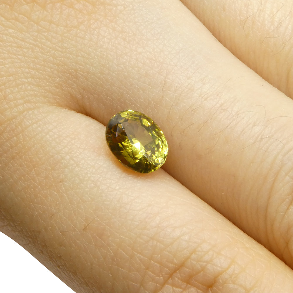 1.91ct Natural Yellow Chrysoberyl Oval Gemstone from Brazil, Unheated Premium Quality by SkyJems