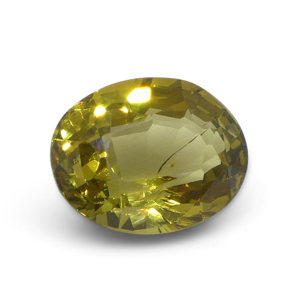1.91ct Natural Yellow Chrysoberyl Oval Gemstone from Brazil, Unheated Premium Gem by SkyJems