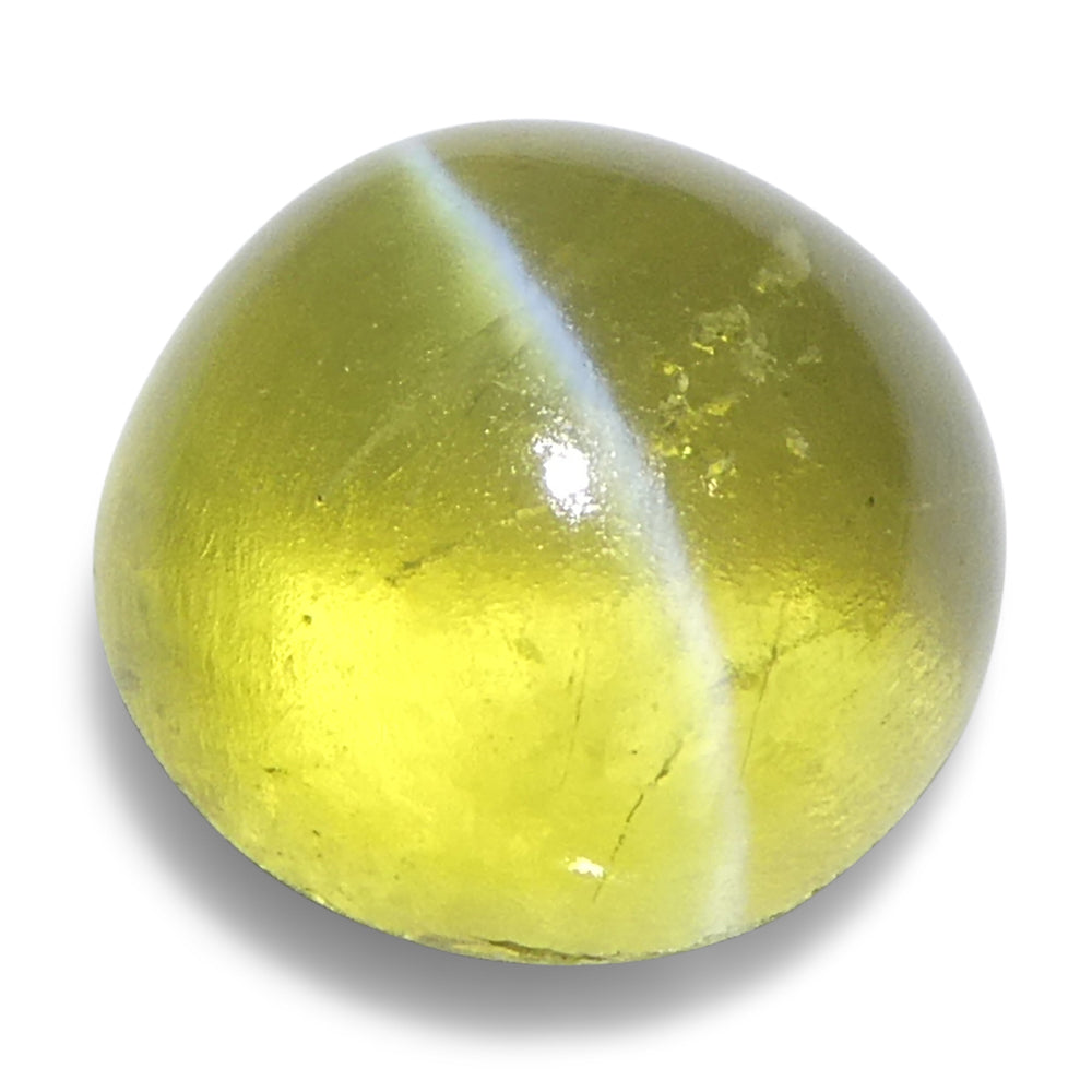 3.06ct Round Cabochon Greenish-Yellow Cats Eye Chrysoberyl - Skyjems Wholesale Gemstones