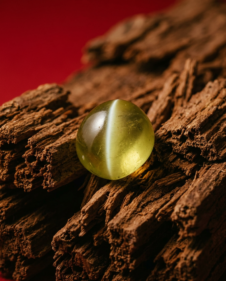 3.06ct Greenish-Yellow Cats Eye Chrysoberyl Cabochon from Sri Lanka, premium gemstone by SkyJems Canadian gem experts