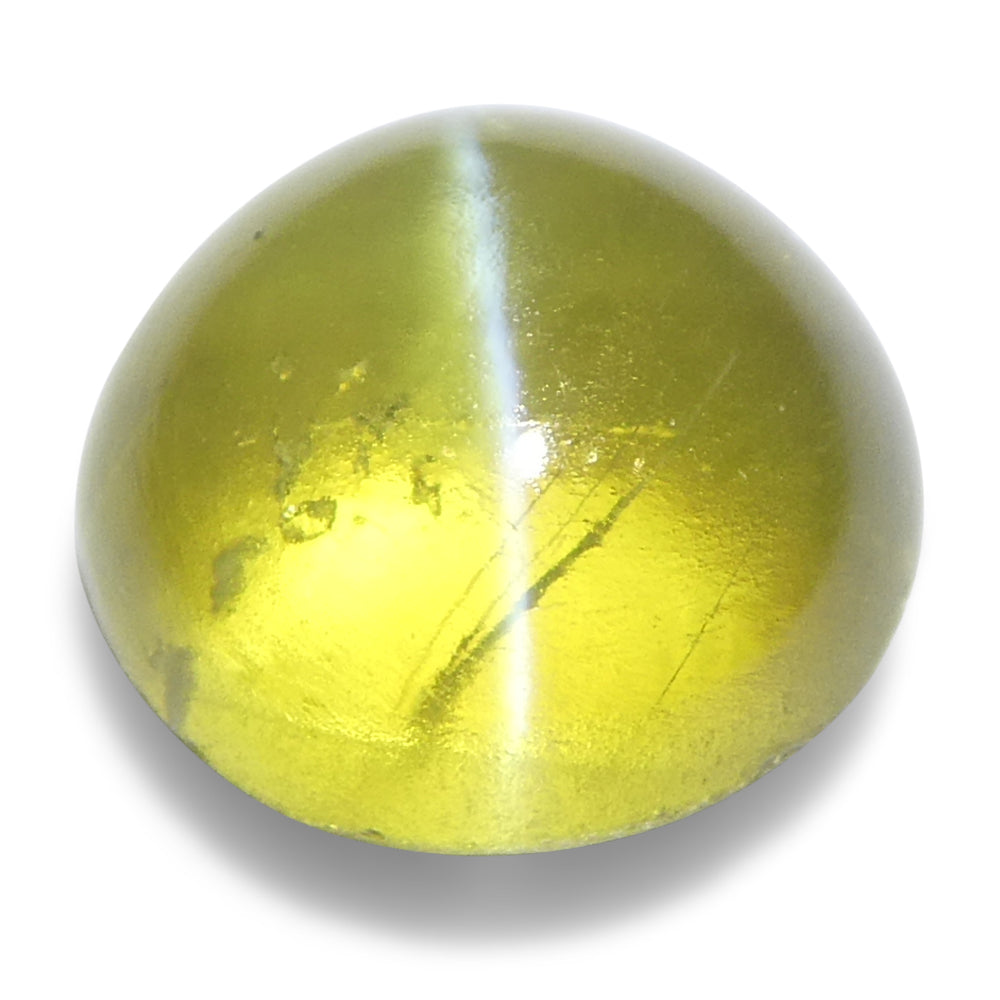 3.06ct Round Cabochon Greenish-Yellow Cats Eye Chrysoberyl - Skyjems Wholesale Gemstones