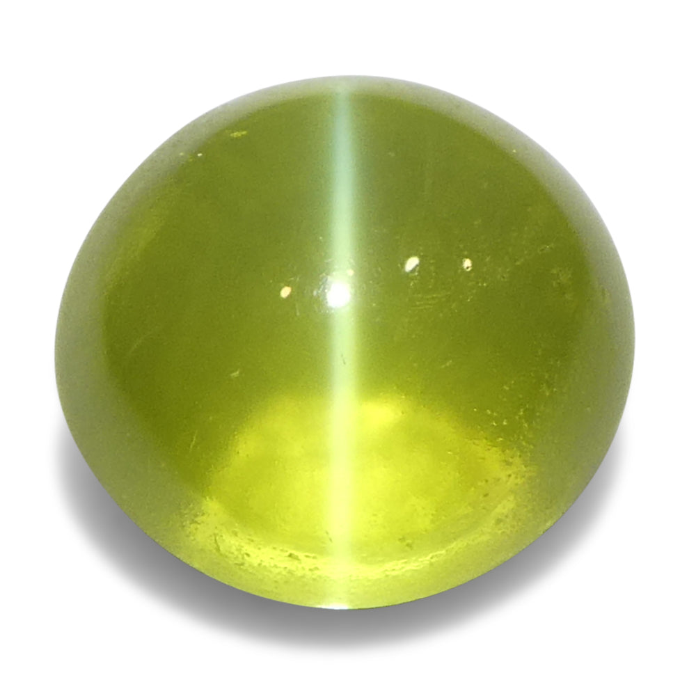 Cats Eye Chrysoberyl 1.55 cts 6.16 x 5.78 x 4.74 mm Oval Cabochon Slightly Greenish Yellow  $1240