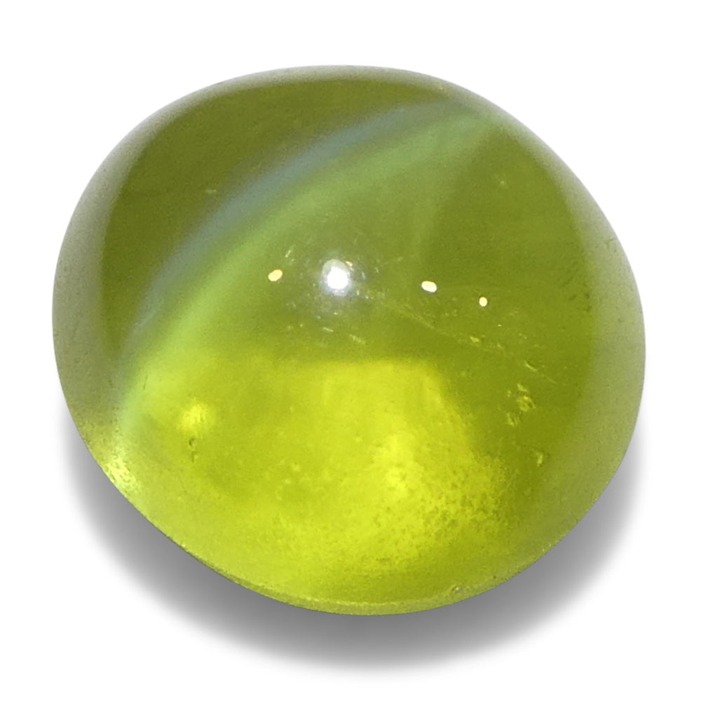 1.55ct Oval Cabochon Greenish Yellow Cats Eye Chrysoberyl - Skyjems Wholesale Gemstones