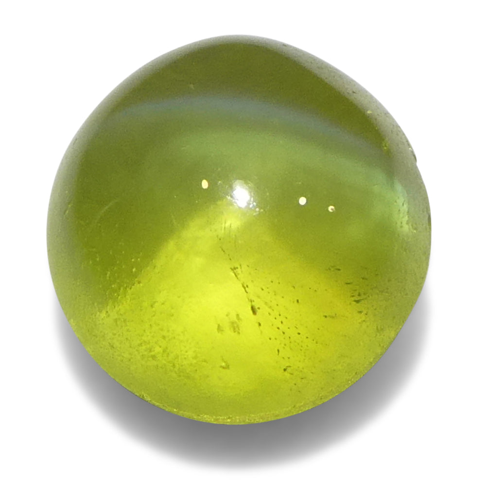 1.55ct Oval Cabochon Greenish Yellow Cats Eye Chrysoberyl - Skyjems Wholesale Gemstones