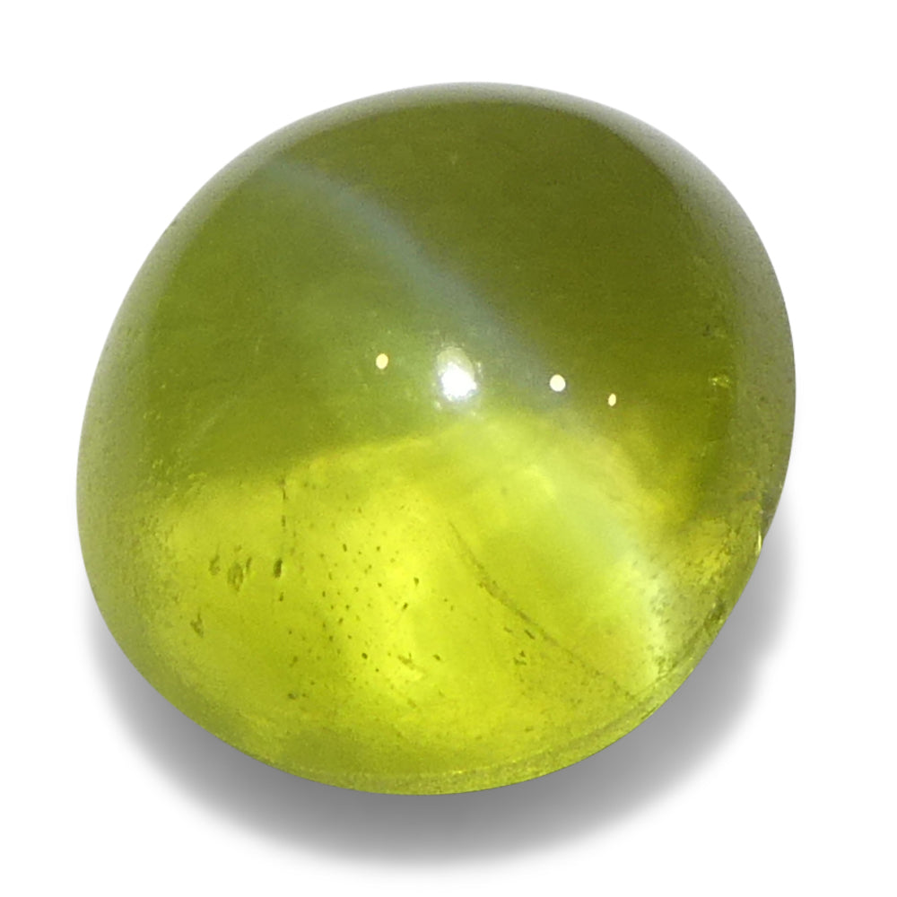 1.55ct Oval Cabochon Greenish Yellow Cats Eye Chrysoberyl - Skyjems Wholesale Gemstones