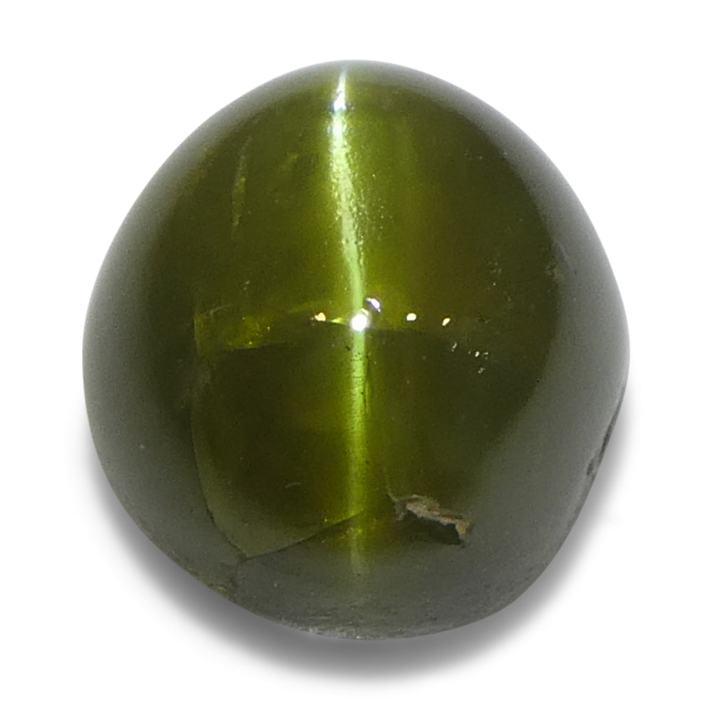 Cats Eye Chrysoberyl 3.02 cts 7.47 x 6.80 x 5.68 mm Oval Cabochon Strongly Yellowish Green  $1210