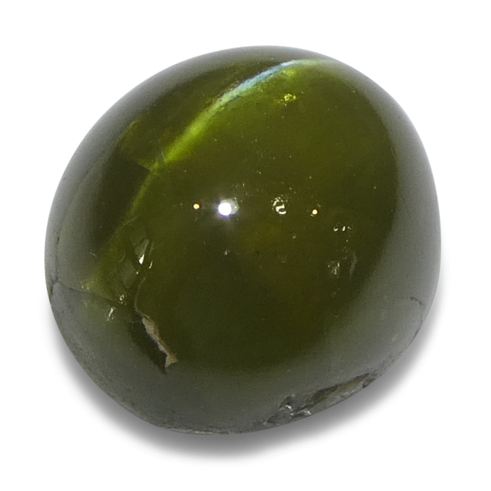 3.02ct Oval Cabochon Yellowish Green Cats Eye Chrysoberyl from Sri Lanka