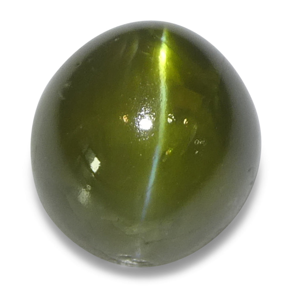 3.02ct Oval Cabochon Yellowish Green Cats Eye Chrysoberyl from Sri Lanka