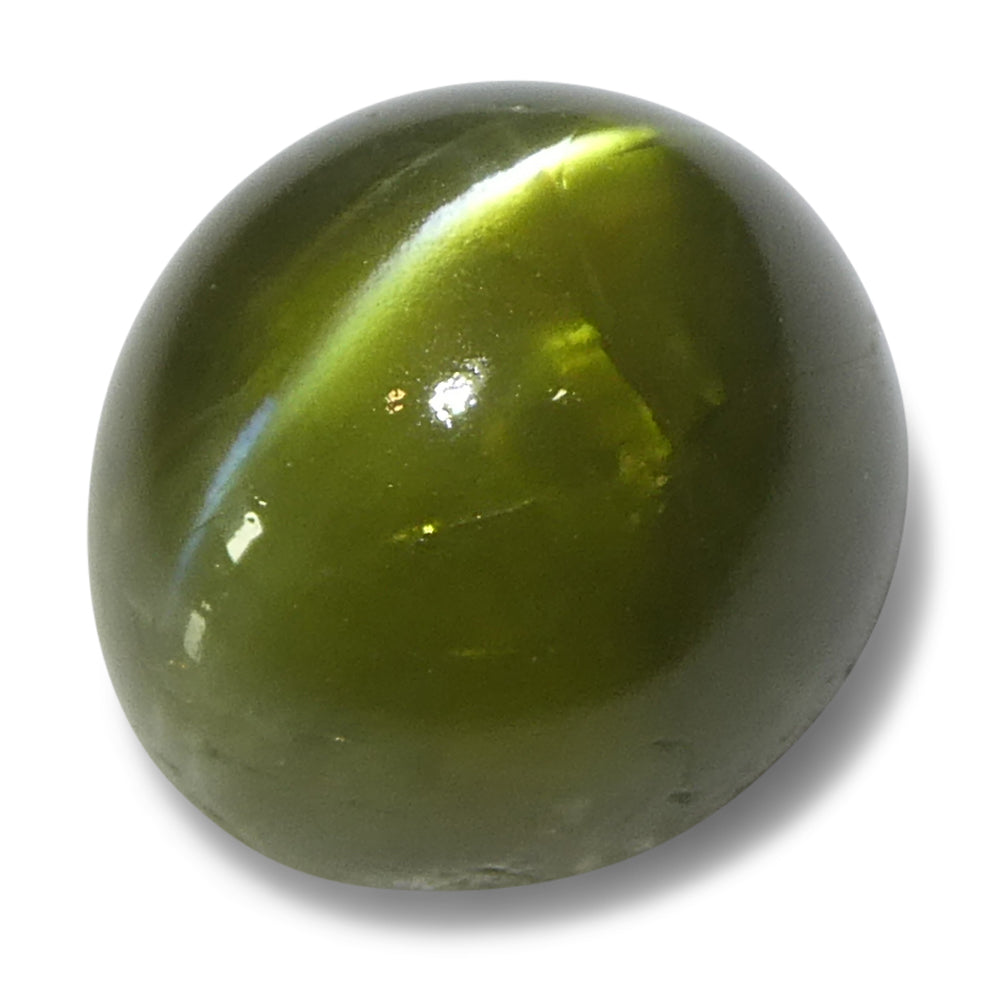 3.02ct Oval Cabochon Yellowish Green Cats Eye Chrysoberyl from Sri Lanka