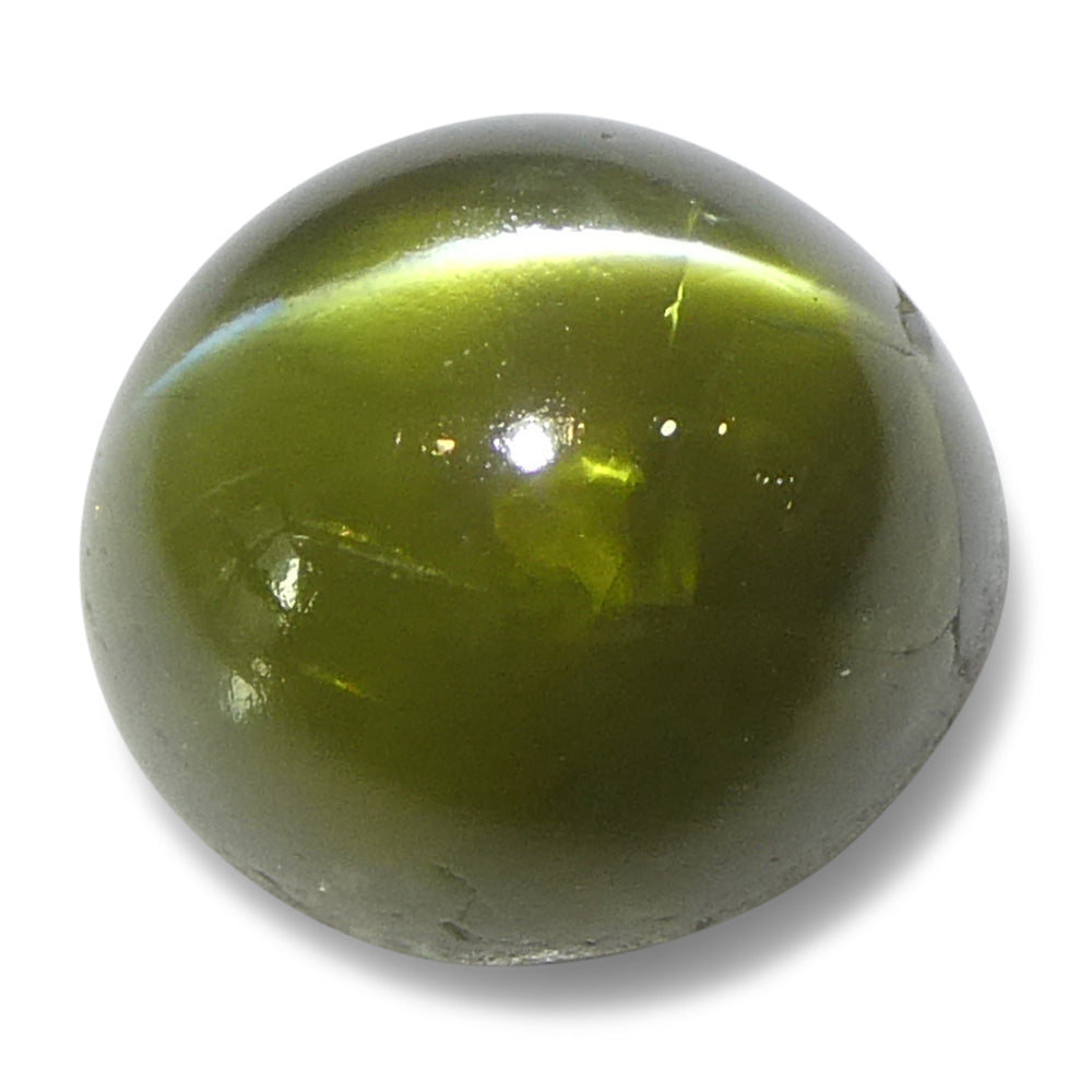 3.02ct Oval Cabochon Yellowish Green Cats Eye Chrysoberyl from Sri Lanka