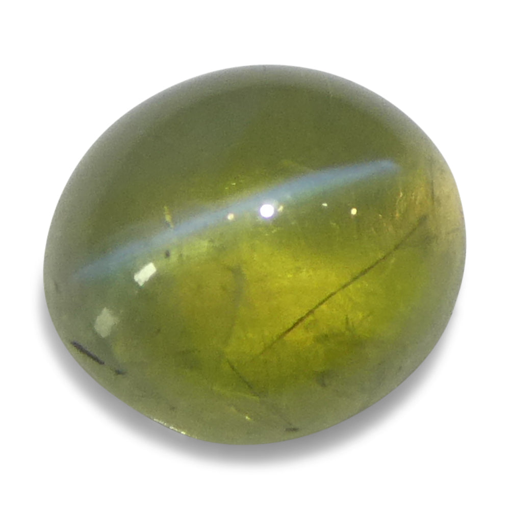 1.06ct Oval Cabochon Greenish Yellow  Cats Eye Chrysoberyl - Skyjems Wholesale Gemstones