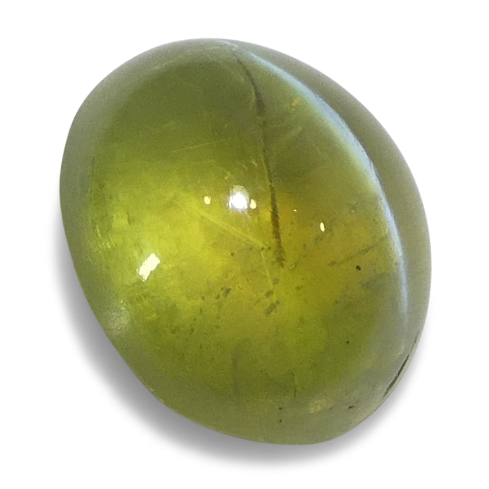 1.06ct Oval Cabochon Greenish Yellow  Cats Eye Chrysoberyl - Skyjems Wholesale Gemstones