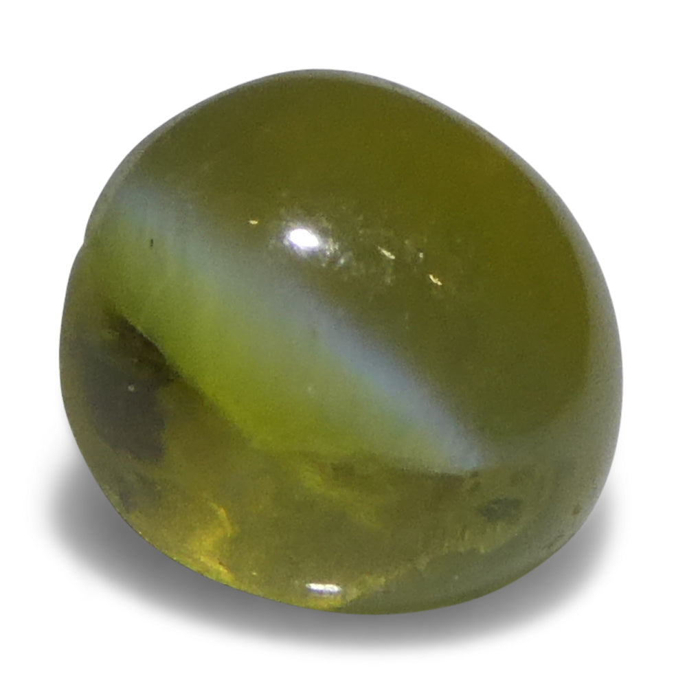 Cats Eye Chrysoberyl 1.05 cts 5.22 x 4.60 x 4.34 mm Oval Cabochon Slightly Greenish Yellow  $420