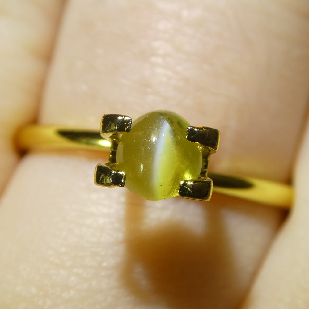 1.05ct Oval Cabochon Greenish Yellow Cats Eye Chrysoberyl from Sri Lanka