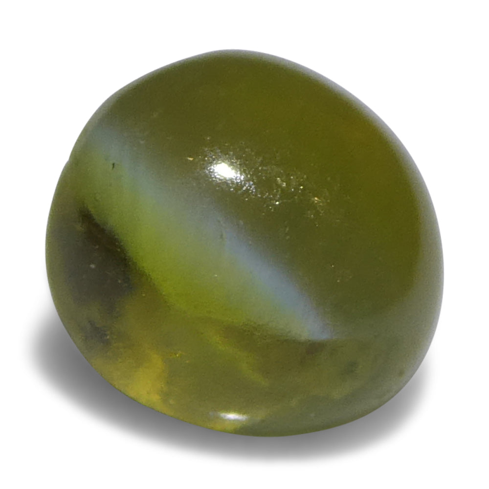 1.05ct Oval Cabochon Greenish Yellow Cats Eye Chrysoberyl - Skyjems Wholesale Gemstones