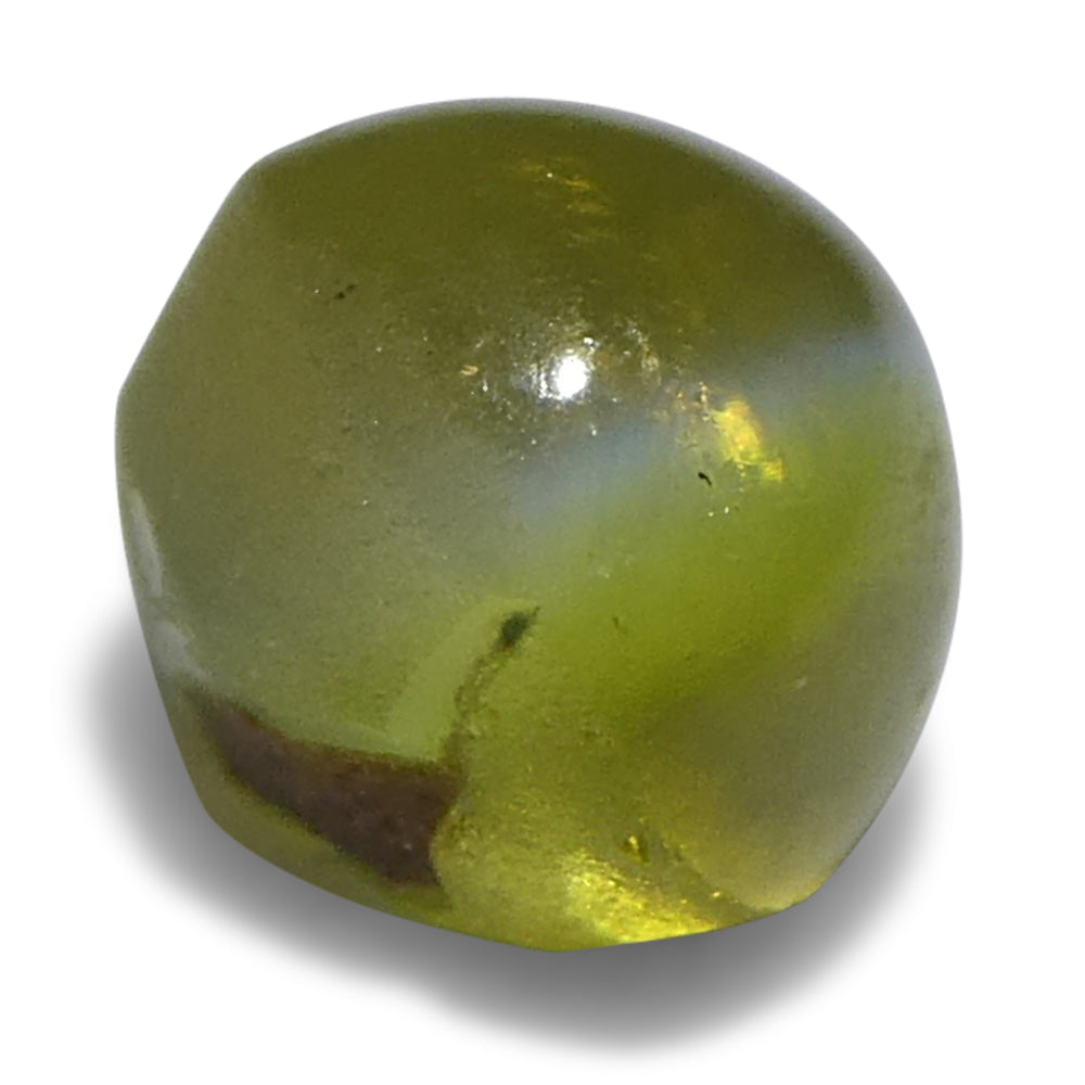 1.05ct Oval Cabochon Greenish Yellow Cats Eye Chrysoberyl from Sri Lanka