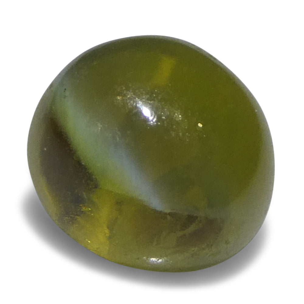 1.05ct Oval Cabochon Greenish Yellow Cats Eye Chrysoberyl from Sri Lanka