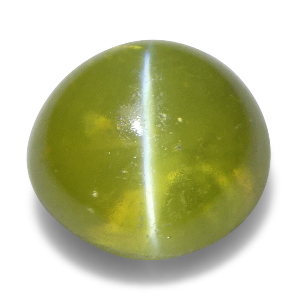 Cats Eye Chrysoberyl 1.02 cts 5.27 x 5.08 x 4.03 mm Round Cabochon Greenish Yellow  $410