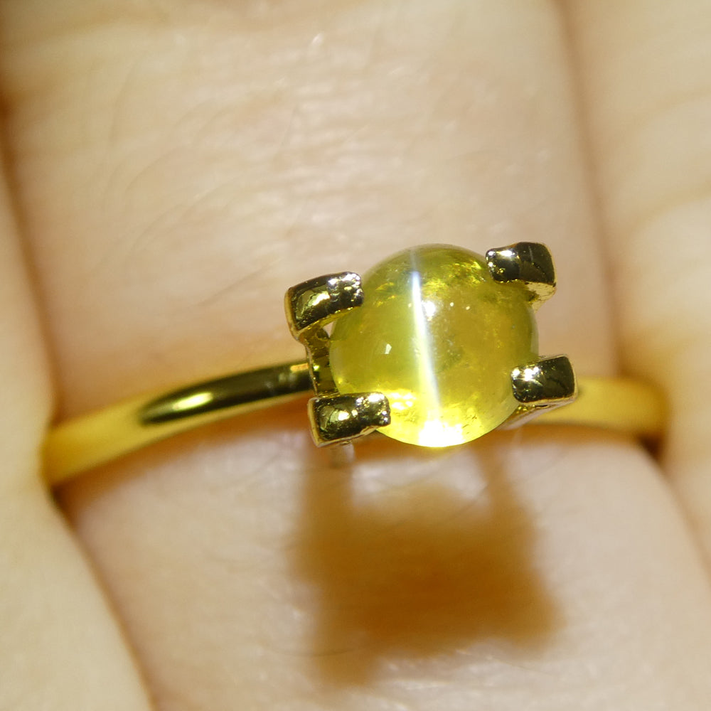1.02ct Round Cabochon Greenish Yellow Cats Eye Chrysoberyl - Skyjems Wholesale Gemstones