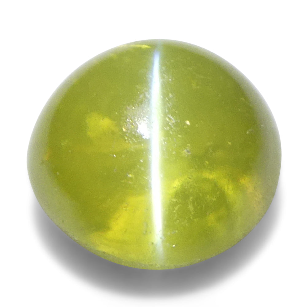 1.02ct Round Cabochon Greenish Yellow Cats Eye Chrysoberyl - Skyjems Wholesale Gemstones