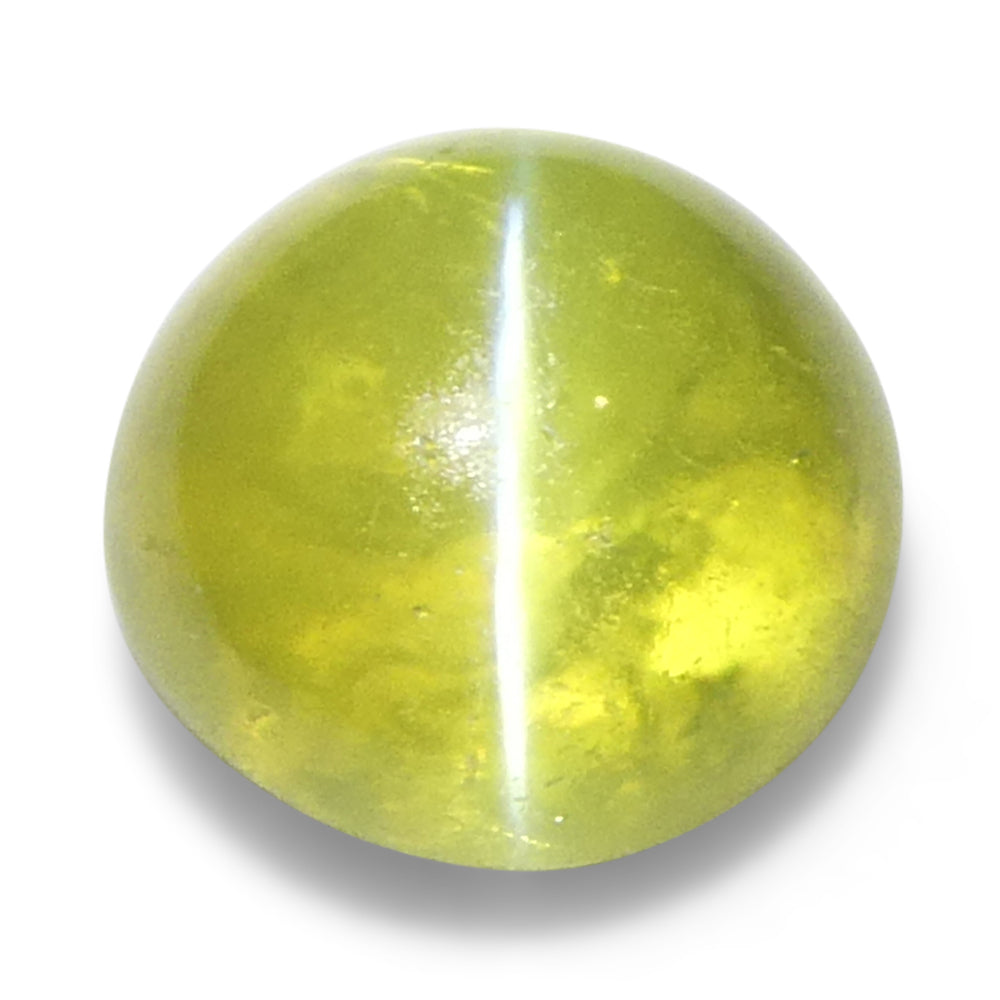 1.02ct Round Cabochon Greenish Yellow Cats Eye Chrysoberyl - Skyjems Wholesale Gemstones