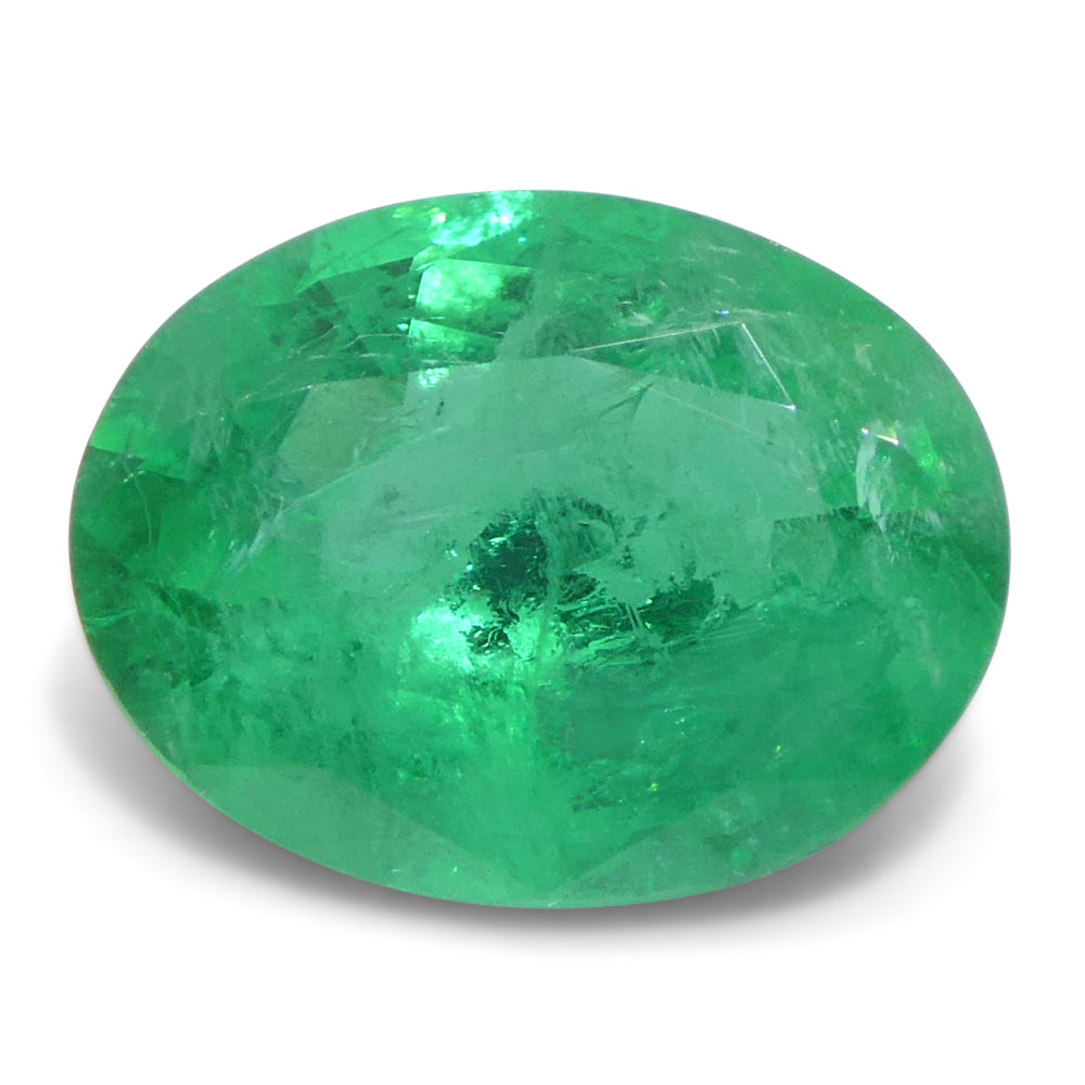 1.65ct Oval Green Zambian Emerald from SkyJems, premium medium-strong brilliance in classic beryl gemstone