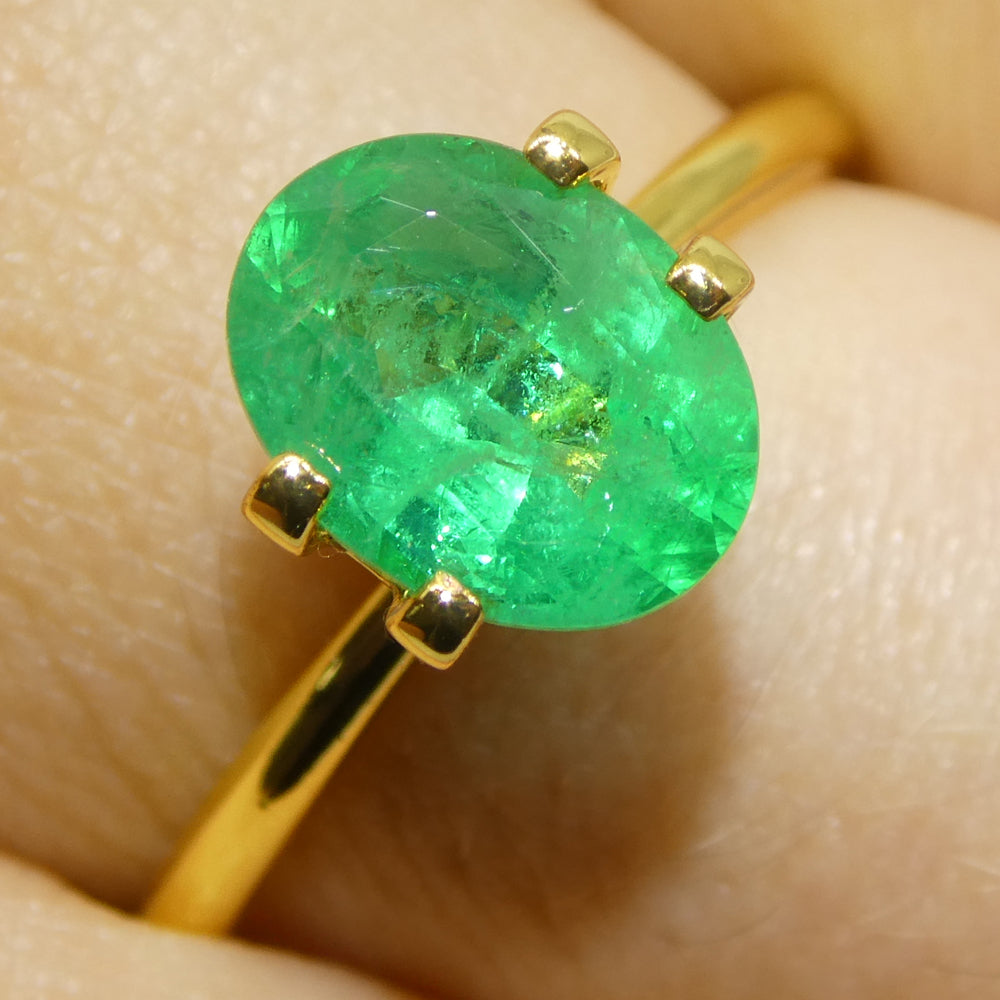 1.65ct Oval Green Zambian Emerald from SkyJems, premium medium-strong brilliance, classic beryl gemstone