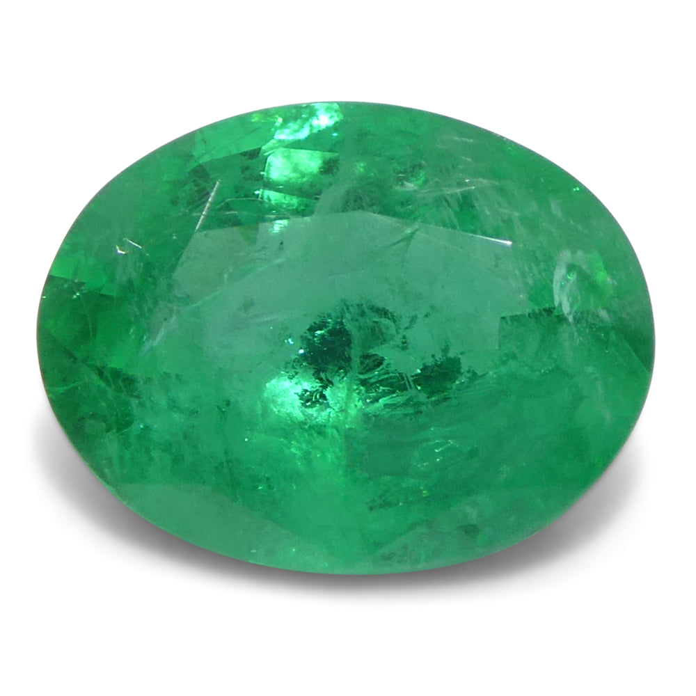 1.65ct Oval Green Zambian Emerald from SkyJems, premium medium-strong brilliance, classic beryl gemstone