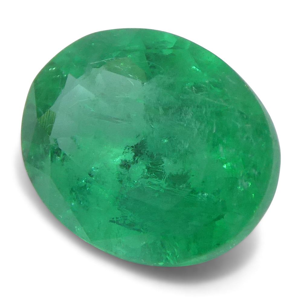 1.65ct Oval Green Zambian Emerald from SkyJems, premium medium-strong brilliance, classic beryl gemstone