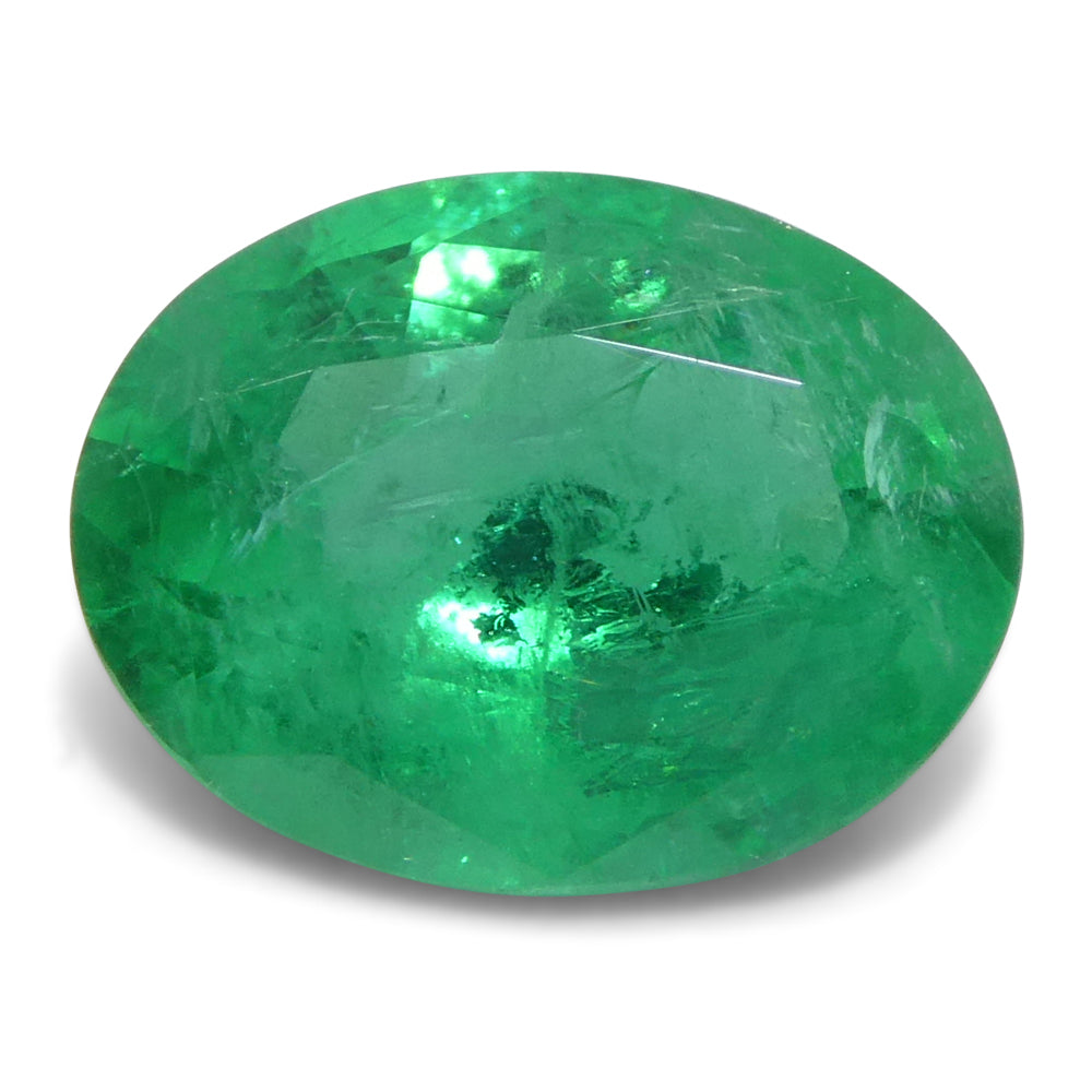 1.65ct Oval Zambian Emerald, vivid green beryl gemstone from SkyJems' premium Canadian colored gem collection