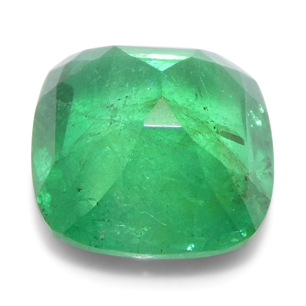1.46ct Cushion Green Emerald from Zambia, premium quality gemstone by SkyJems, rare medium-green beryl with brilliant cushion