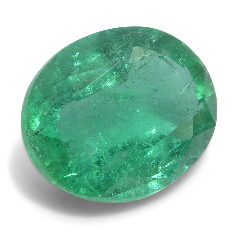 1.73ct Oval Green Zambian Emerald from SkyJems, premium medium-light brilliant beryl gemstone in classic oval cut