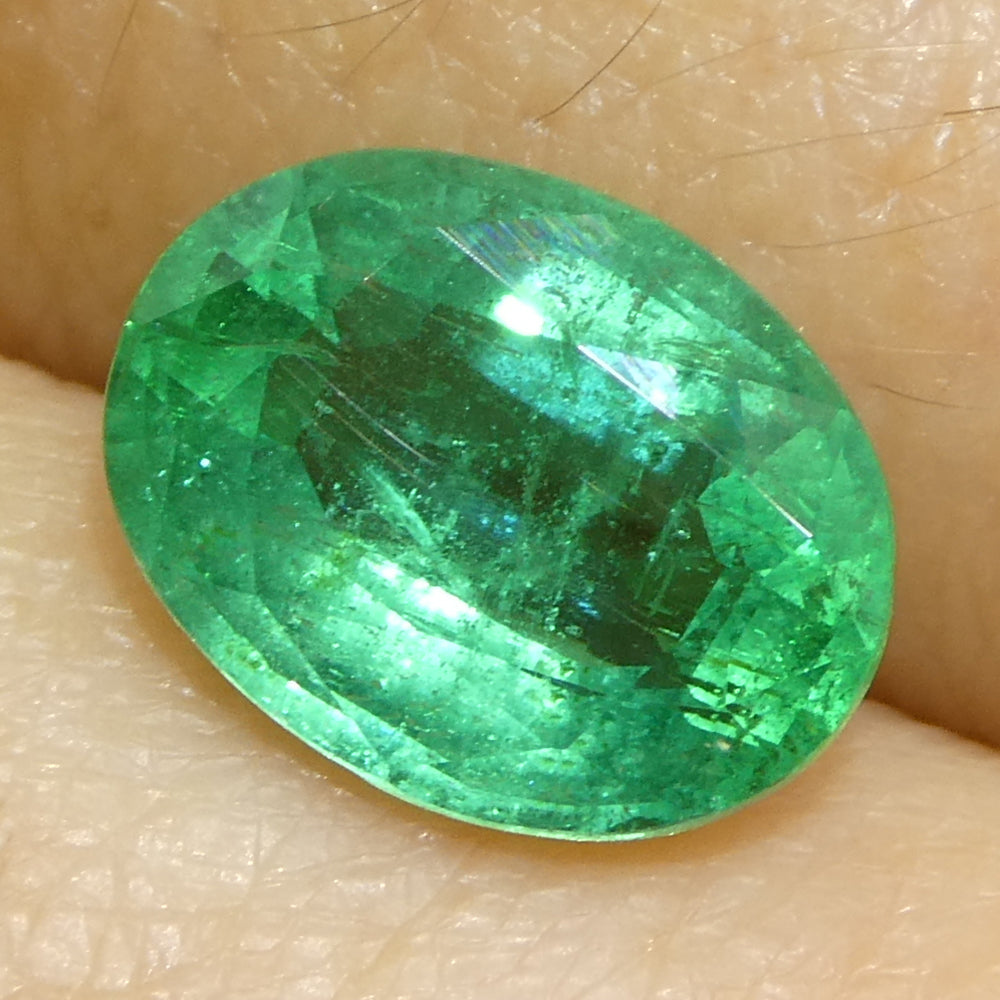 1.73ct Oval Green Emerald from Zambia - Skyjems Wholesale Gemstones