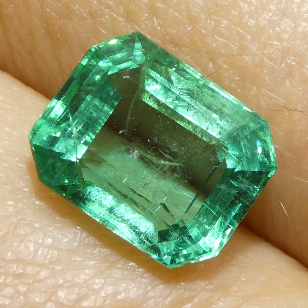 2.89ct Octagonal/Emerald Cut Green Emerald from Zambia - Skyjems Wholesale Gemstones