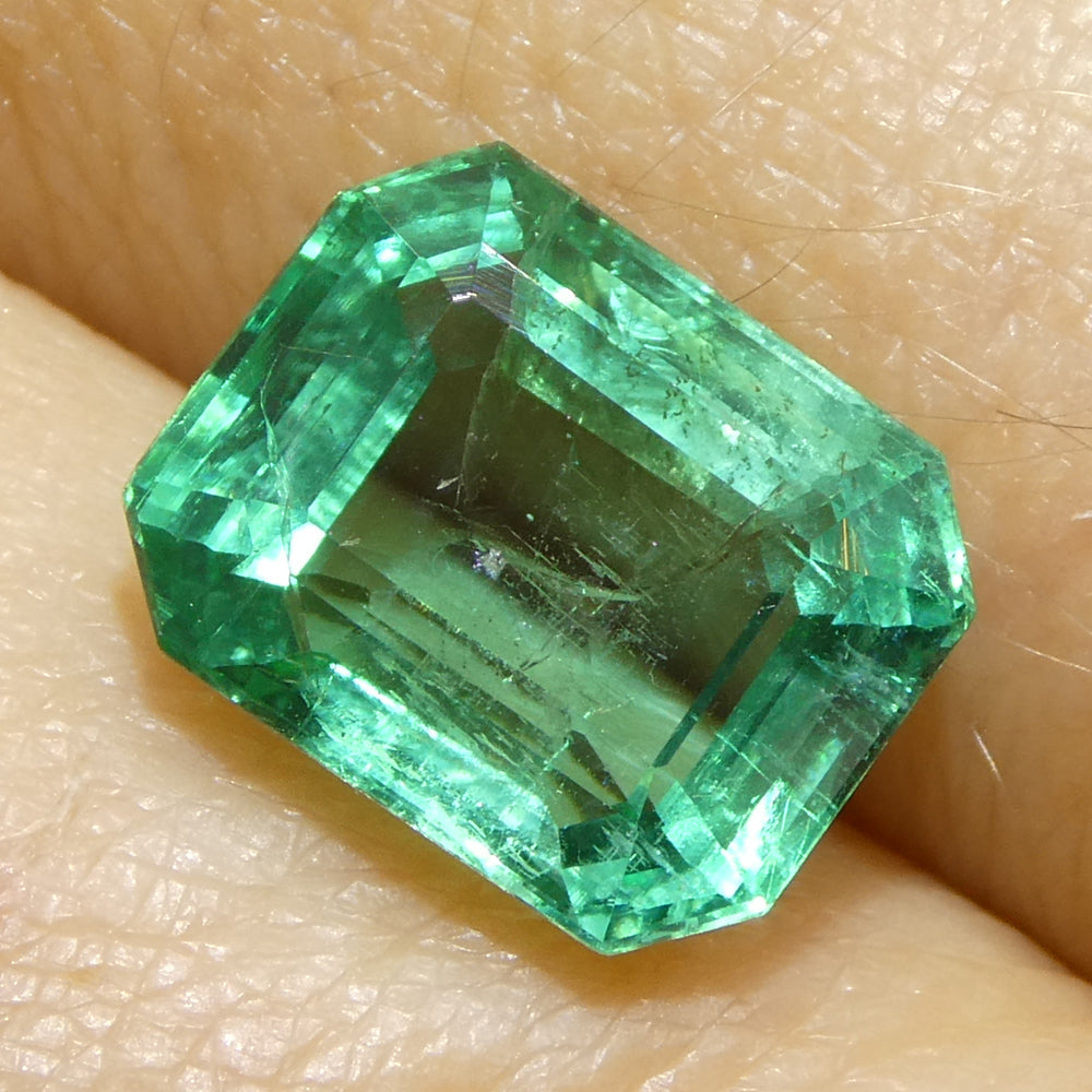 2.89ct Octagonal/Emerald Cut Green Emerald from Zambia - Skyjems Wholesale Gemstones