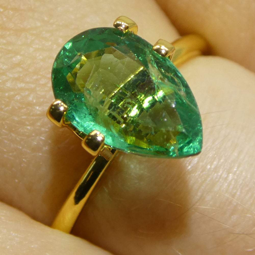 2.26ct Zambian Pear Green Emerald, brilliant-cut gemstone from SkyJems' premium colored stone collection