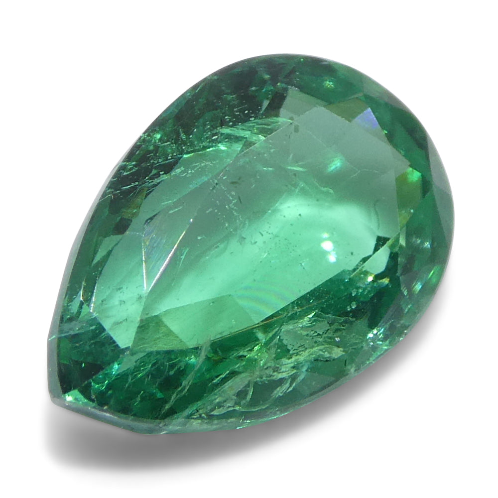 2.26ct Zambian Pear Green Emerald, brilliant-cut gemstone from SkyJems' premium colored gem collection