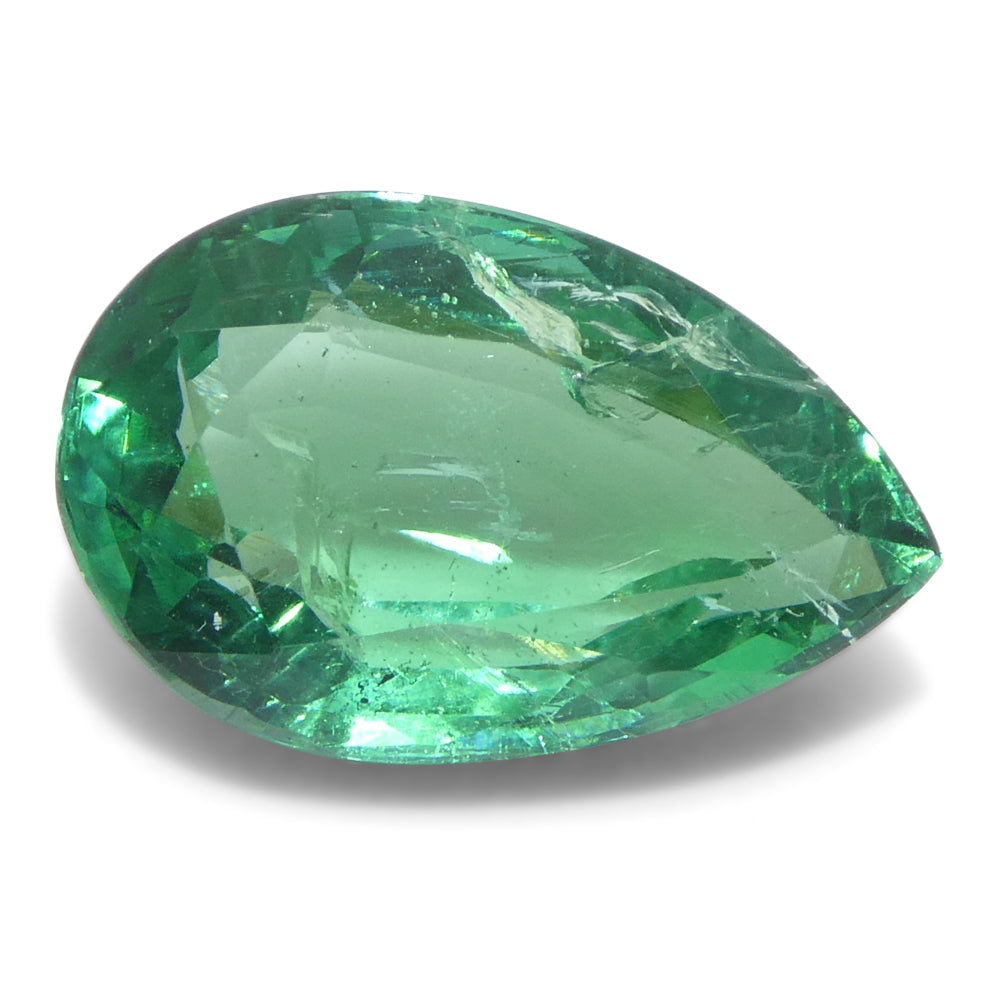 2.26ct Zambian Pear Green Emerald, brilliant-cut gemstone from SkyJems' premium colored stone collection