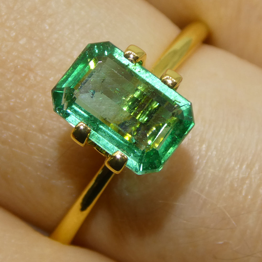 1.63ct Octagonal/Emerald Cut Green Emerald from Zambia - Skyjems Wholesale Gemstones