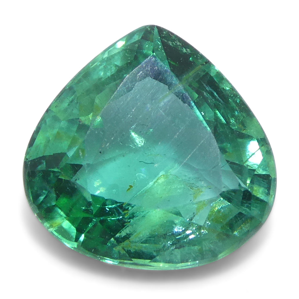 1.59ct Pear Green Emerald from Zambia, precision-cut brilliant gemstone by SkyJems Canadian gem specialists