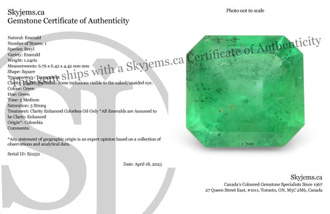 1.24ct Square Green Emerald from Colombia